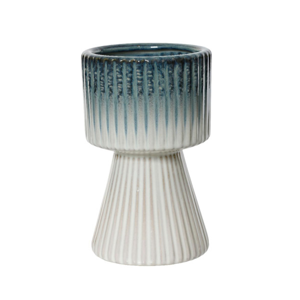 Bloempot keramiek Ø12x19.5cm blauw/wit