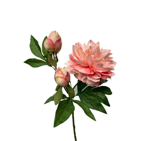 Kunstbloem peony spray 64cm peach