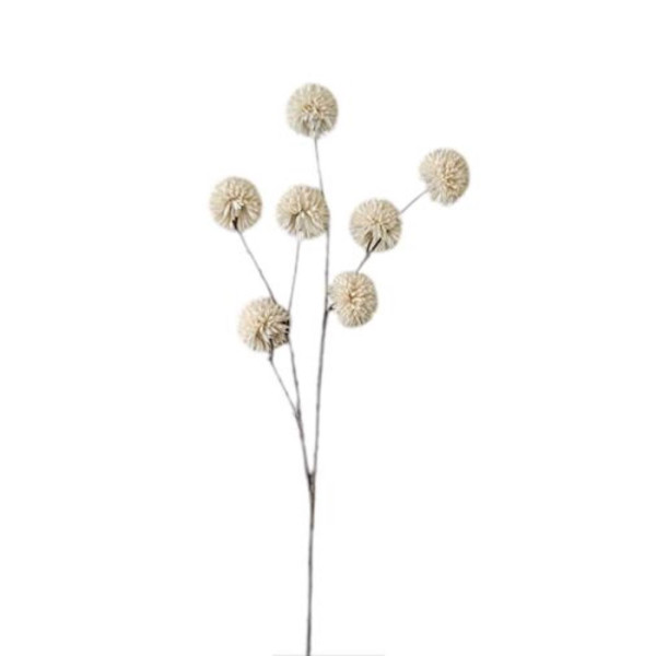 Kunsttak pompom crème 98cm.