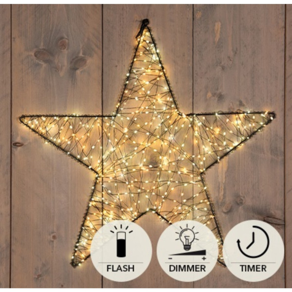 Ster zwart metaal 56cm 500LED flash