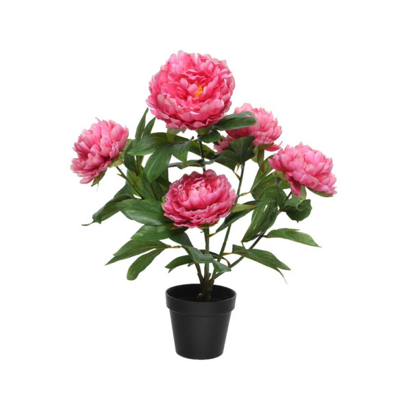 Kunstplant Pioenroos h57cm fuchsia