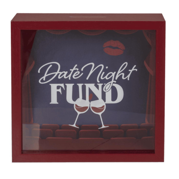 Houten spaarpot Date night fund 20x20cm