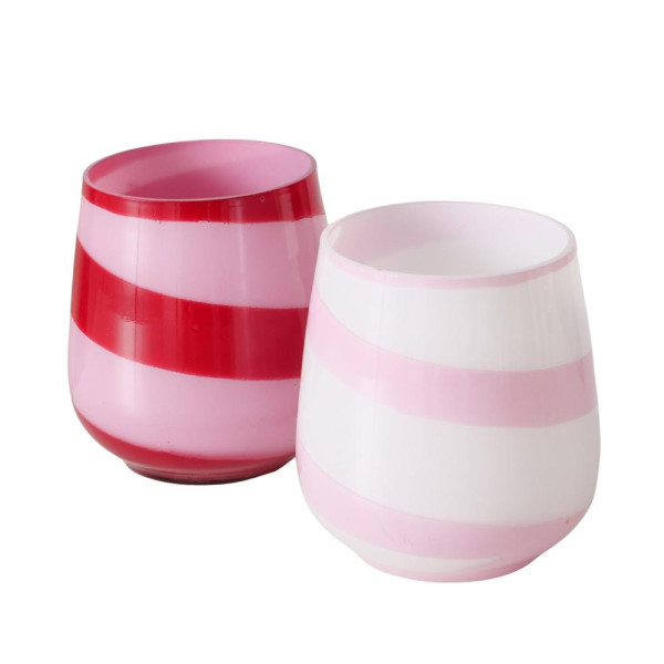 Boltze Home Windlicht streep roze 8,5cm