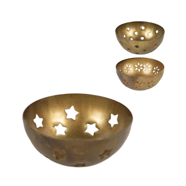Theelichthouder-amberhouder goud 7,5cm set a 3