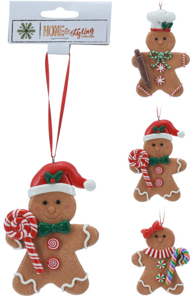 Kersthanger peperkoek man 11cm poly