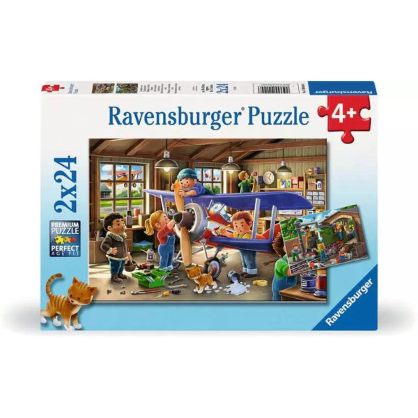 Puzzel Airplane & Train repair 2x24st