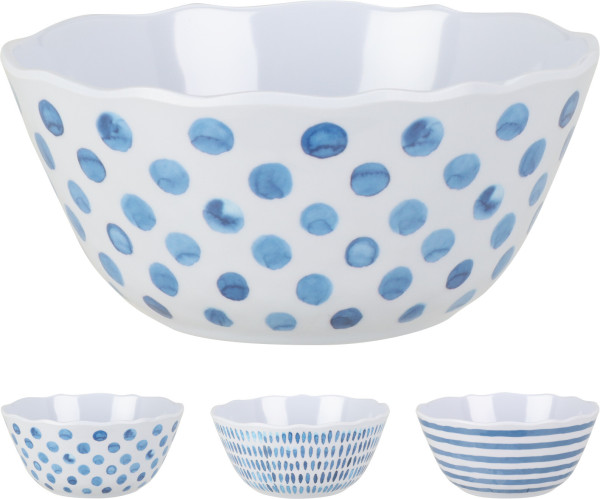 Schaal melamine Ø15,5xh8cm blauw/wit