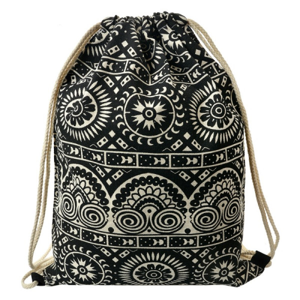 Clayre & Eef Rugzak zwart/wit 34x1x43cm