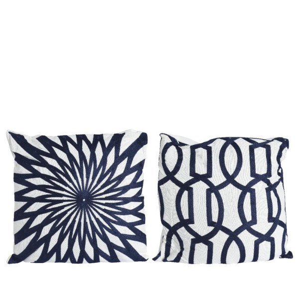 Sierkussen 43x43cm blauw/wit