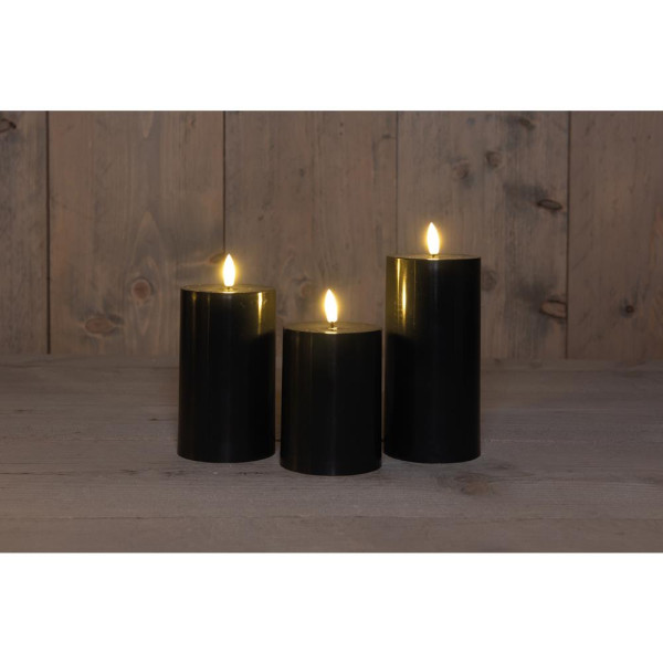LED Outdoor kaars zwart set a 3