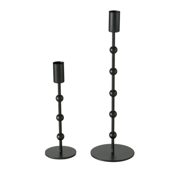 Kandelaar metaal zwart 2 dlg. H20-30cm