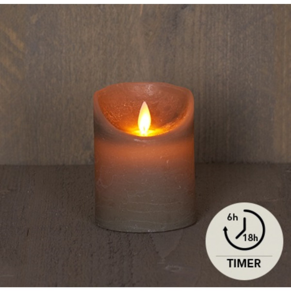 LED Rustiek stompkaars taupe 7,5x10cm