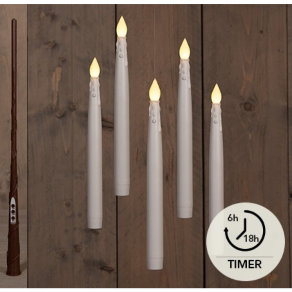LED Zwevende kaarsen wit set a 5 H27cm