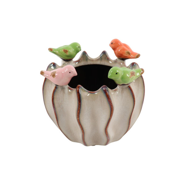 Bloempot vogels S bruin 11x11x10,5cm