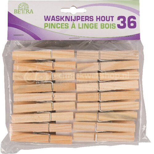 Betra Wasknijpers hout set a 36 stuks