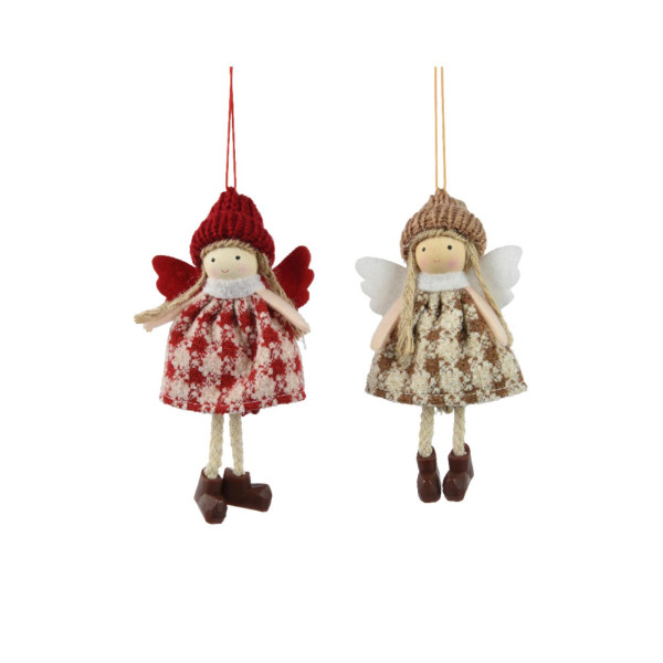 Kersthanger engel polyester 13x7x3cm