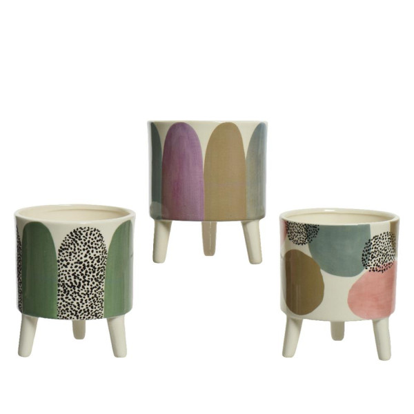 Bloempot dolomiet dia13cm Retro kleuren
