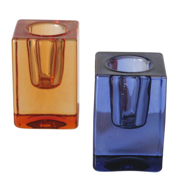 Kandelaar Glas 6cm 2 assorti