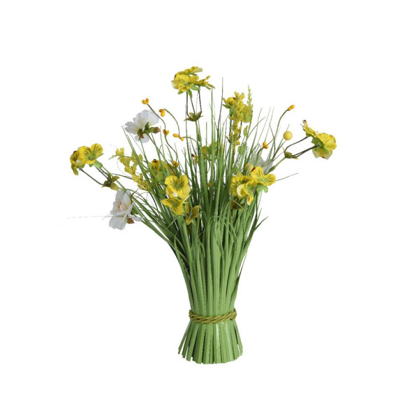 Kunstbloem boeket h40cm geel/wit