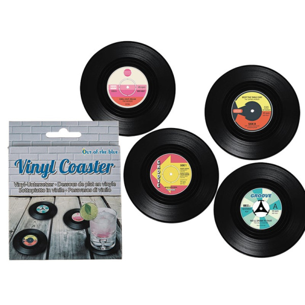 LP Onderzetters vinyl Ø11cm set van 4