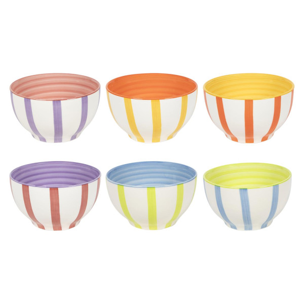 Schaal summer stripes Ø14cm 6 stuks