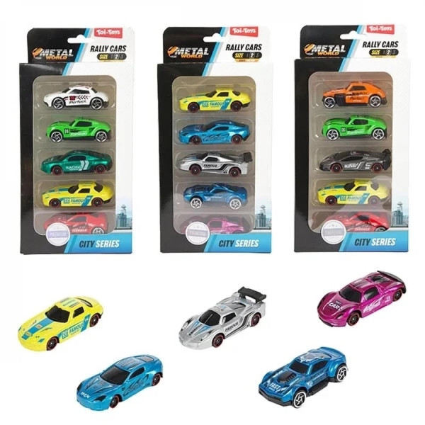 Toi Toys ralley auto's set a 5 metaal