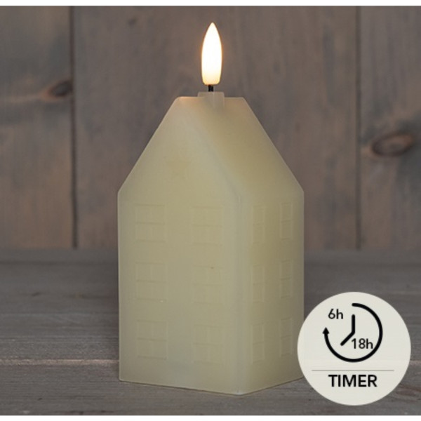 LED Kaars wax huisje ivoor 5x6x15cm