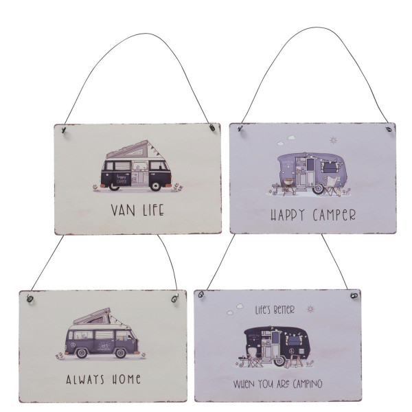 Decobord metaal met camper 21x14cm