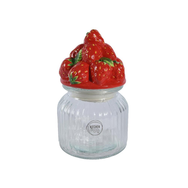 Voorraadpot Aardbei h19cm glas/aardewerk