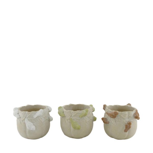 Bloempot met vogels cement Ø15xh12,5cm
