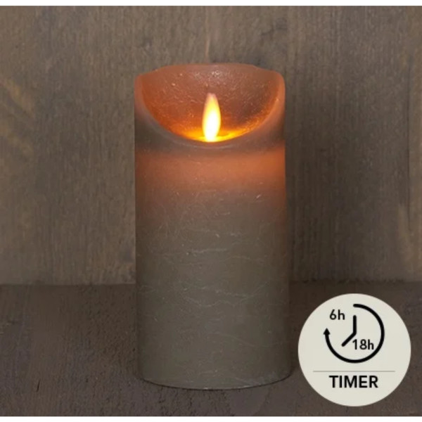 LED Rustiek stompkaars taupe 7,5x15cm