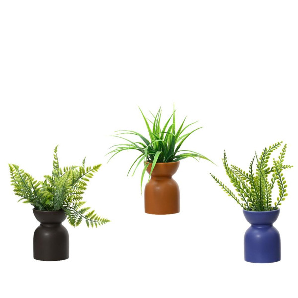 Kunstplant groen h23cm 3 assorti