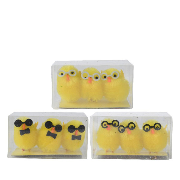 Kuiken chenille met bril h4cm 3-delig