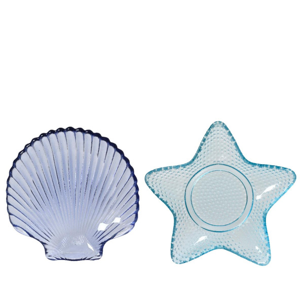 Bord glas Ø14cm schelp of ster