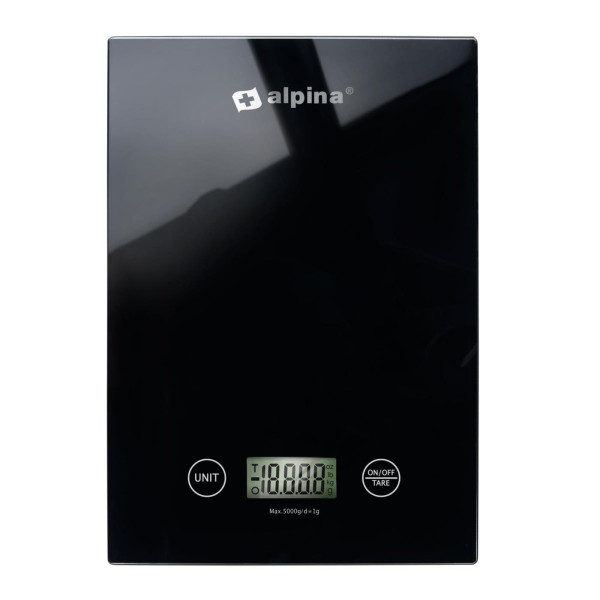 Alpina Keukenweegschaal glas 5kg zwart