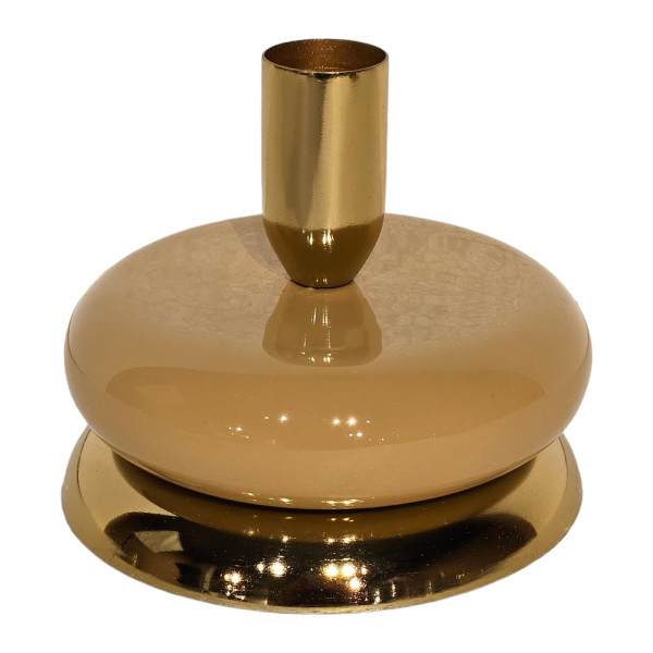 Kandelaar goud/beige emaille 10x10x8,5cm