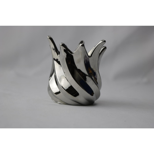 Waxinelichthouder tulp grijs 9x9x9,3cm