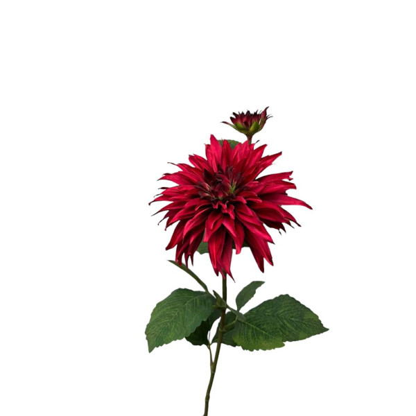 Kunstbloem dahlia +knop spray 74cm rood