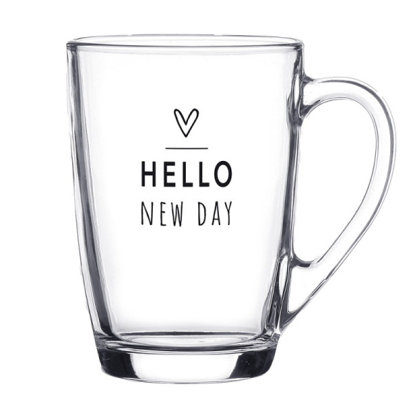 Clayre & Eef glas HELLO NEW DAY 300ml