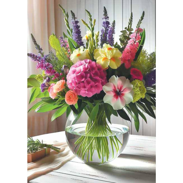 Wenskaarten blanco bloem pak a 10 stuks