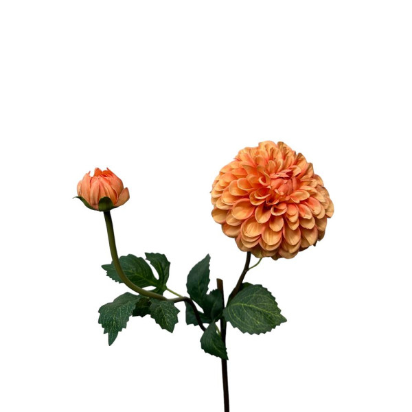 Kunstbloem dahlia spray 74cm salmon