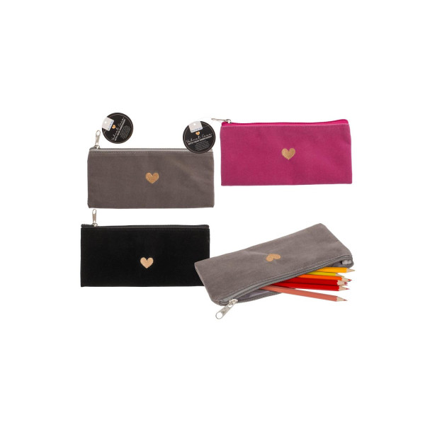 Velvet etui met hartje 20x9cm
