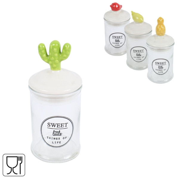Voorraadpot Sweet glas 13cm 4 assorti