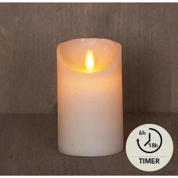 LED Rustiek stompkaars ivoor 7,5x12,5cm