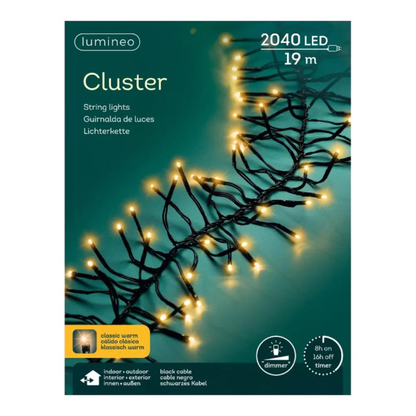 Kerstverlichting LED cluster 2040L 19m