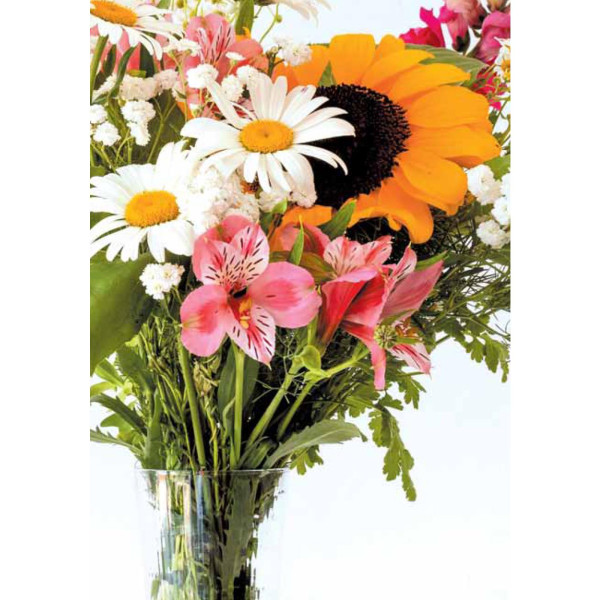 Wenskaarten blanco bloem pak a 10 stuks