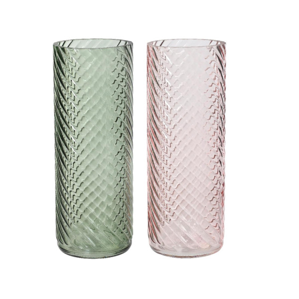 Vaas glas met relief H26.5cm