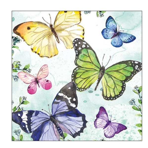 Servetten Fluttering butterflies aqua 33