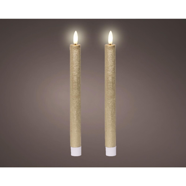 LED Dinerkaarsenset wax goud H24,5cm