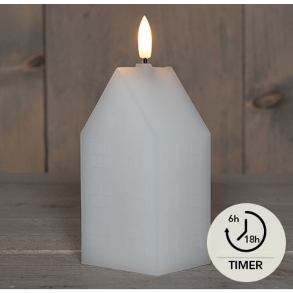 LED Kaars wax huisje wit 5x6x15cm